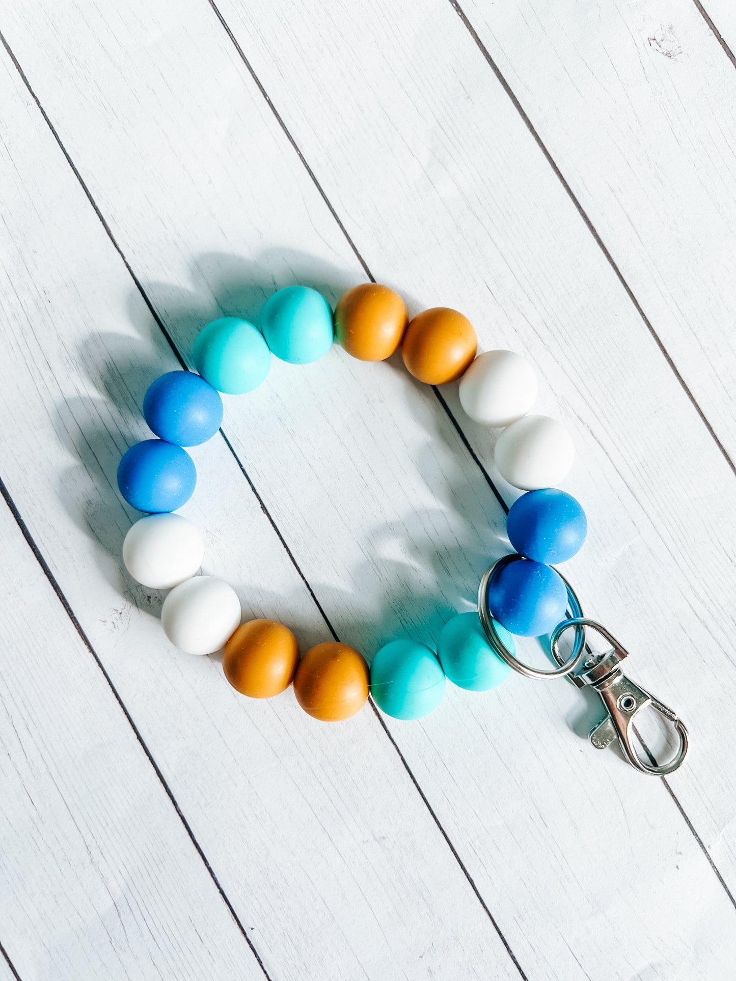 Yellow/Mint/Blue wristlet