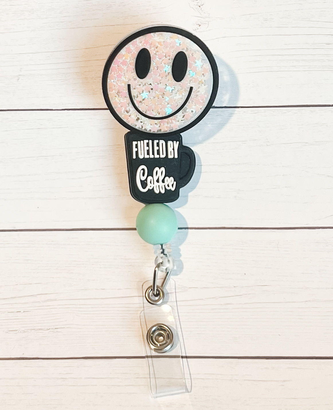 Smiley Coffee Badge Reel