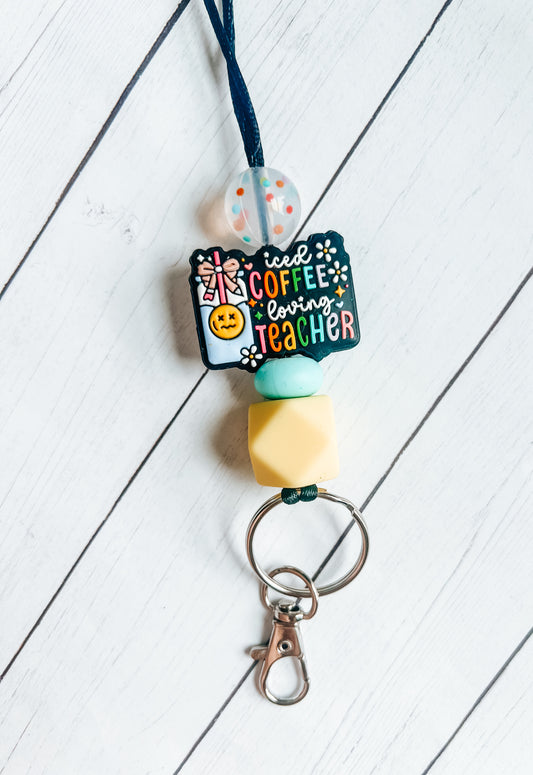 Iced coffee loving teacher lanyard